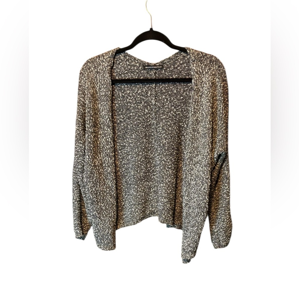 Brandy Melville Black White Knit Cardigan One Size Cozy Open Front Sweater